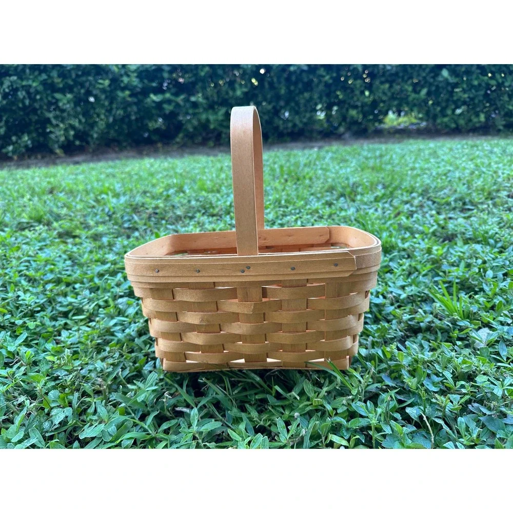 Longaberger 2002 Handwoven Rectangular Basket with Handle Dresden Ohio USA
